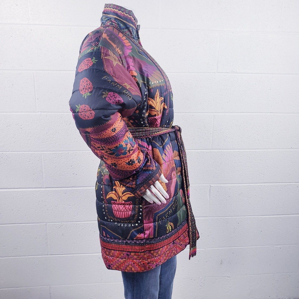 Farm Rio Reversible Puffer Jacket Patchwork Flora… - image 3